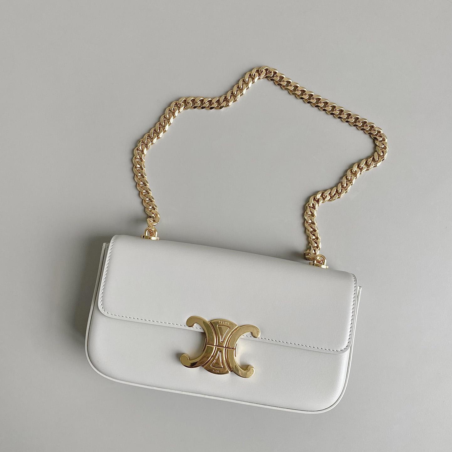 Celine Chain Shoulder Bag Triomphe In Shiny Calfskin - DopestKickz