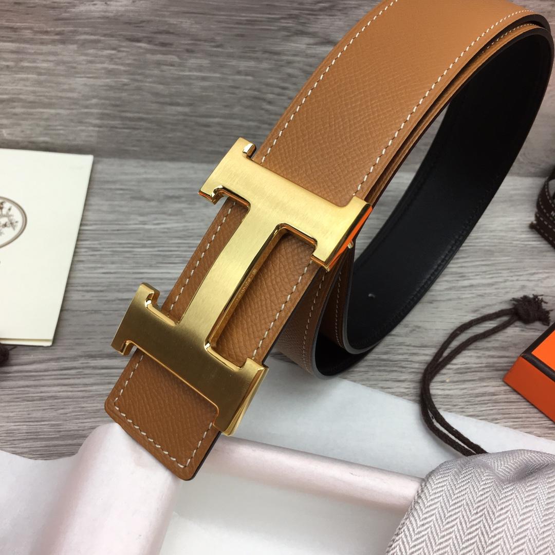 Hermes Brown Leather H Buckle Belt - DopestKickz