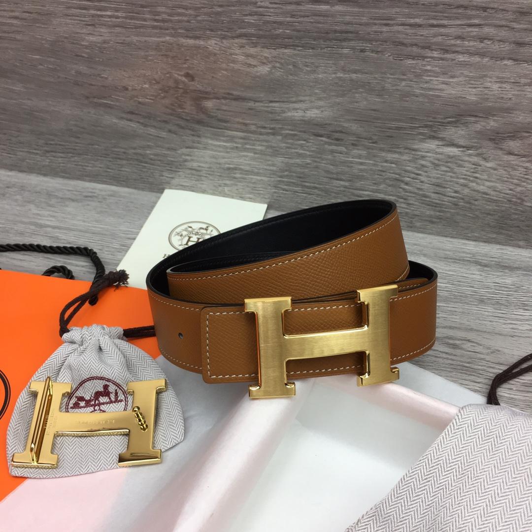 Hermes Brown Leather H Buckle Belt - DopestKickz