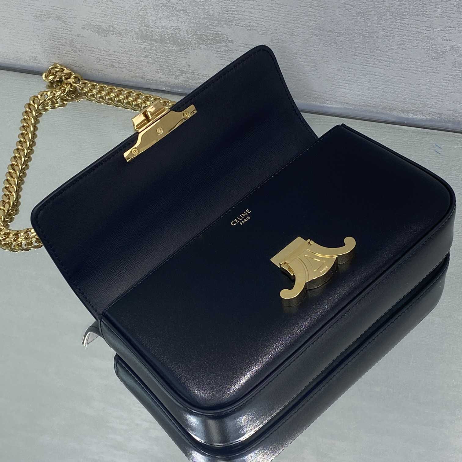 Celine Chain Box Triomphe Bag In Shiny Calfskin - DopestKickz