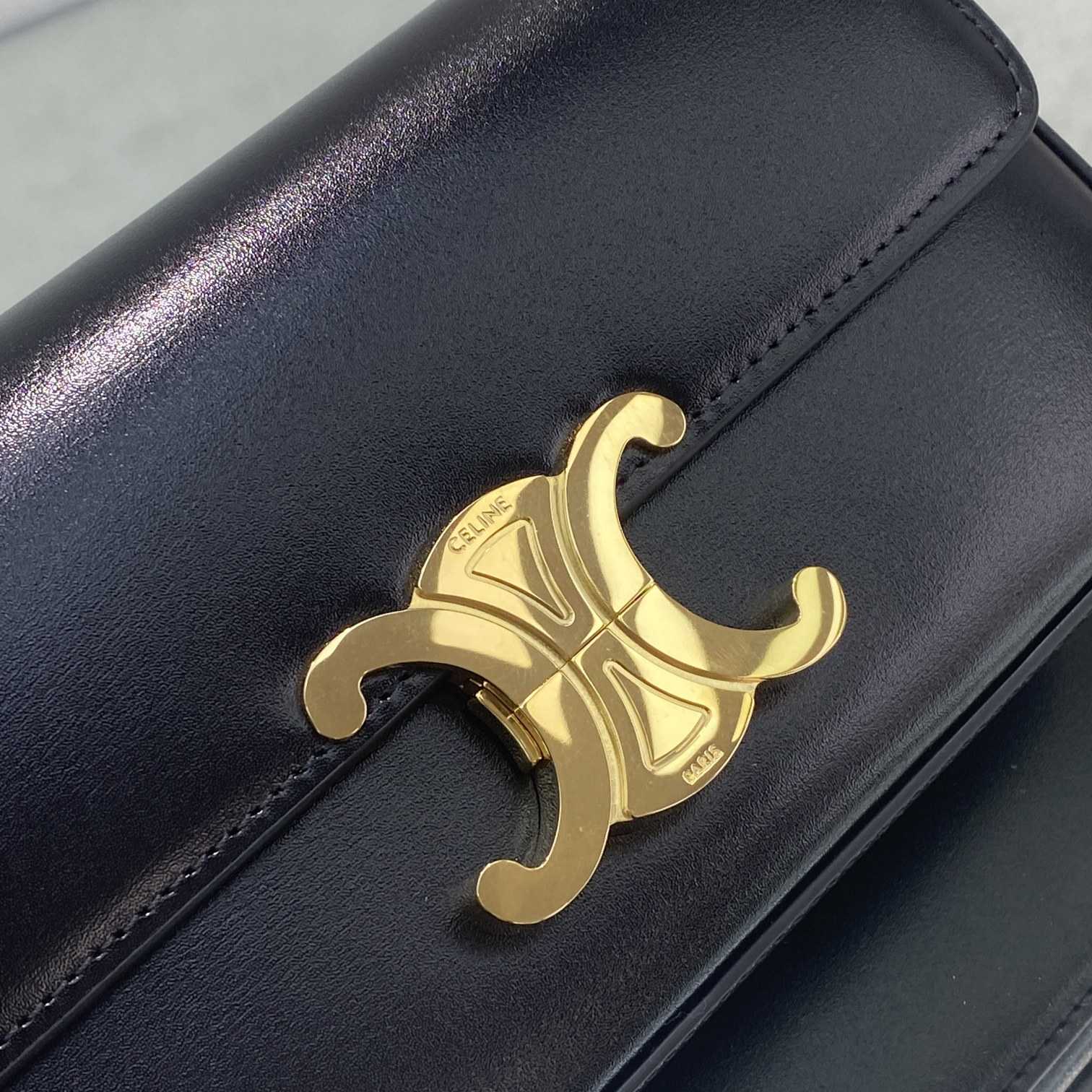 Celine Chain Box Triomphe Bag In Shiny Calfskin - DopestKickz