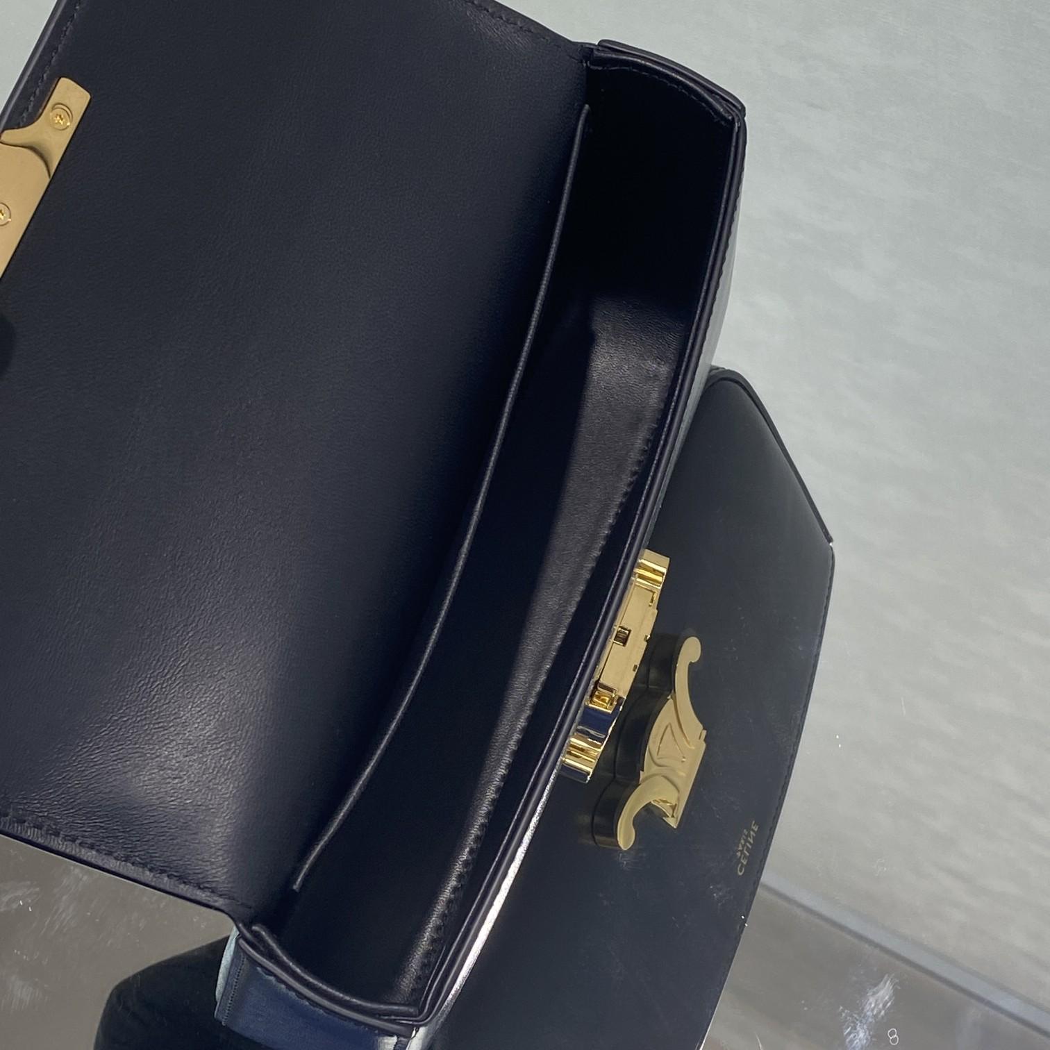 Celine Chain Box Triomphe Bag In Shiny Calfskin - DopestKickz