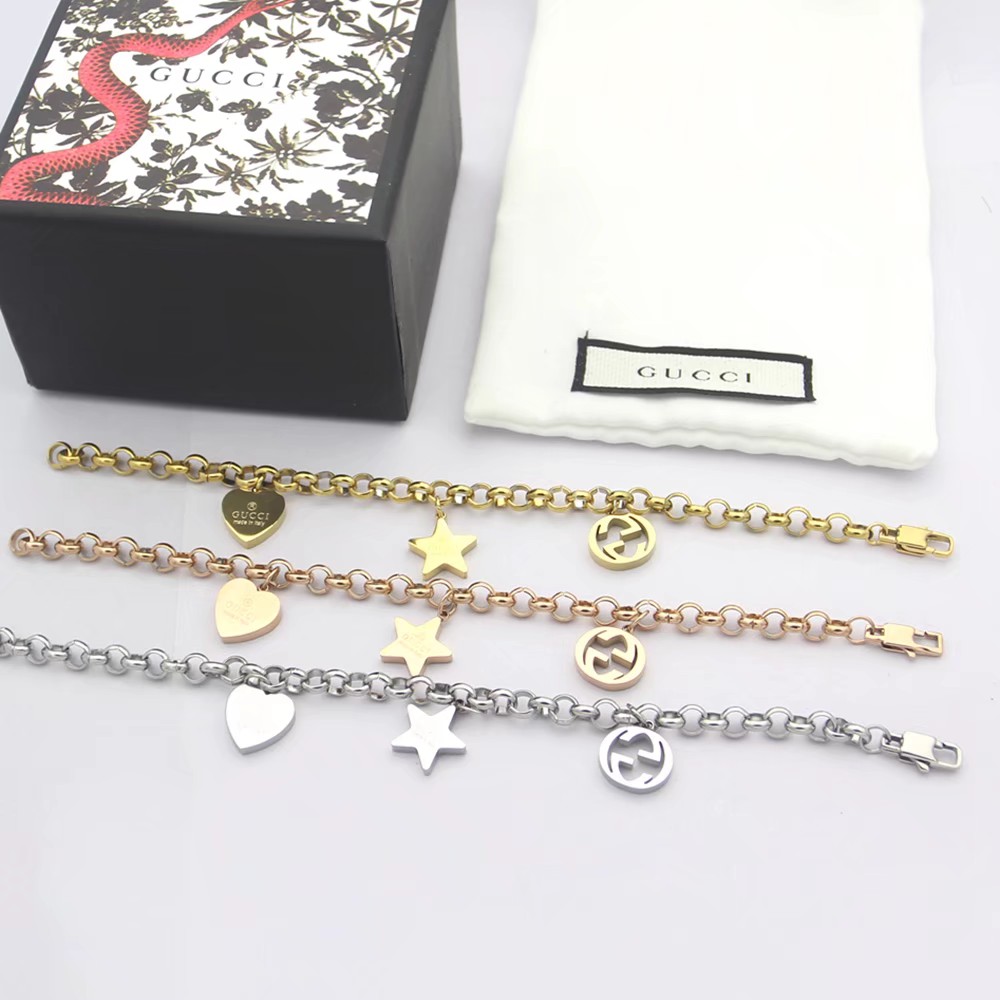 Gucci Sliver Bracelet With Gucci Charms - DopestKickz