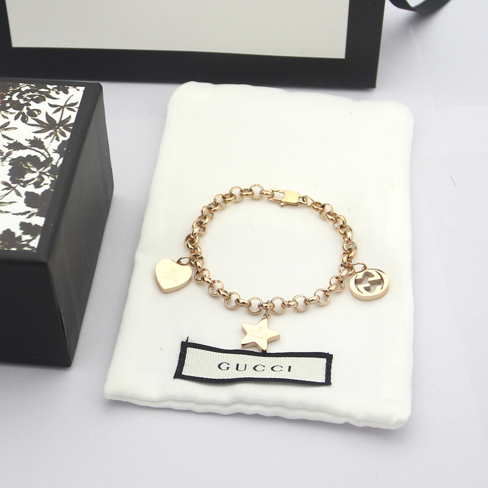 Gucci Sliver Bracelet With Gucci Charms - DopestKickz