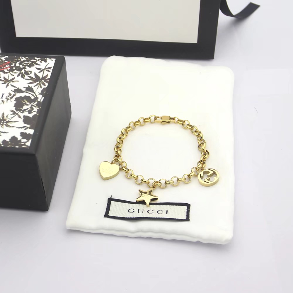 Gucci Sliver Bracelet With Gucci Charms - DopestKickz