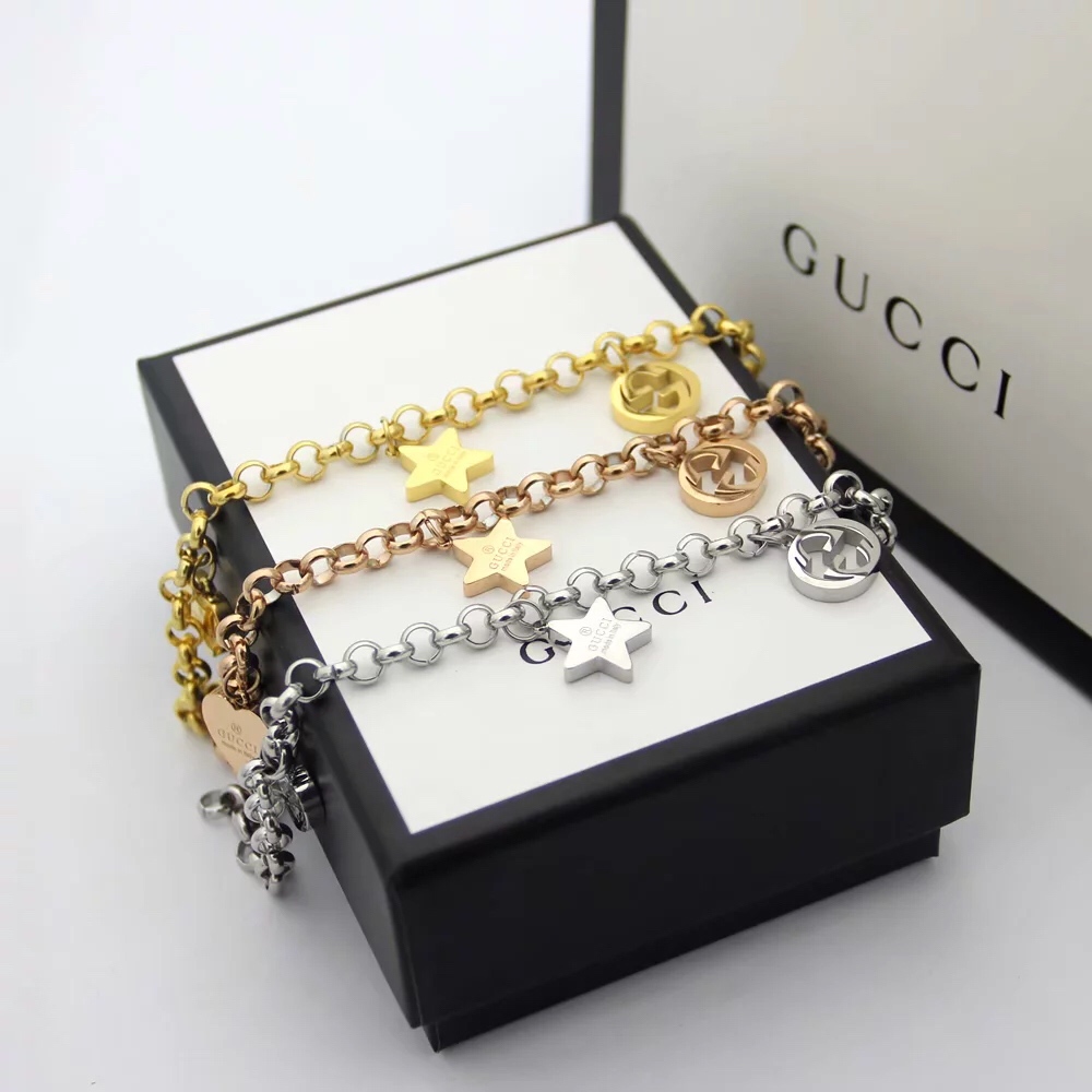 Gucci Sliver Bracelet With Gucci Charms - DopestKickz
