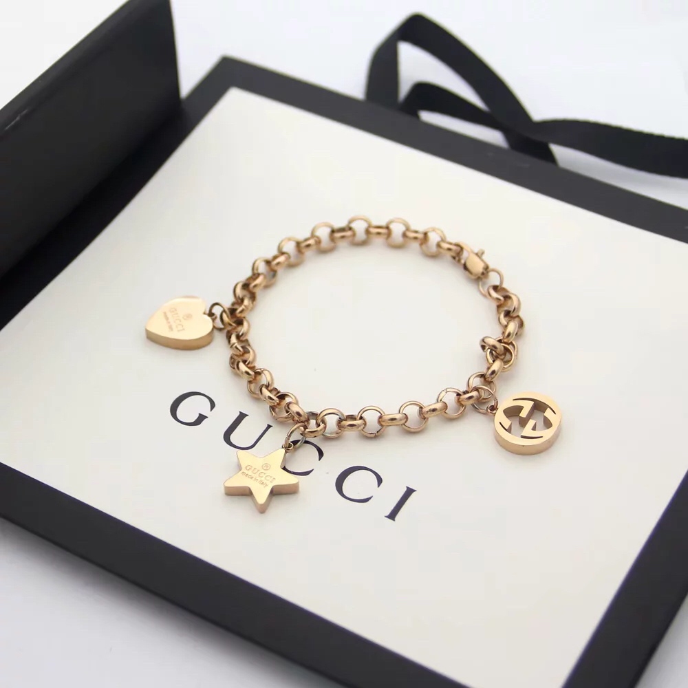 Gucci Sliver Bracelet With Gucci Charms - DopestKickz