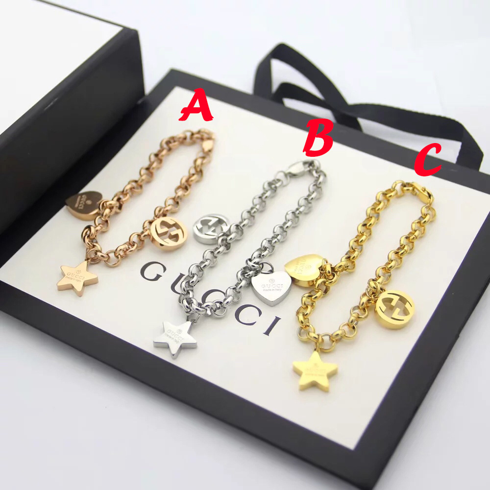 Gucci Sliver Bracelet With Gucci Charms - DopestKickz