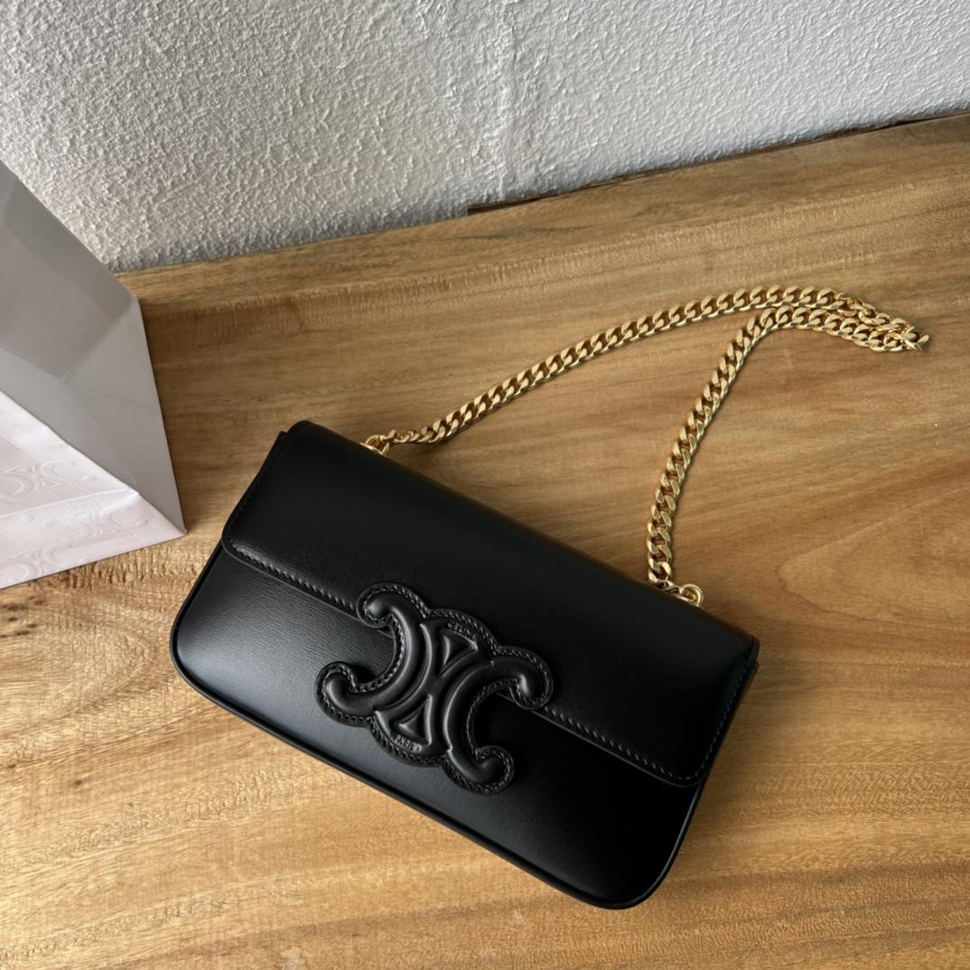 Celine Chain Shoulder Bag Cuir Triomphe In Shiny Calfskin - DopestKickz