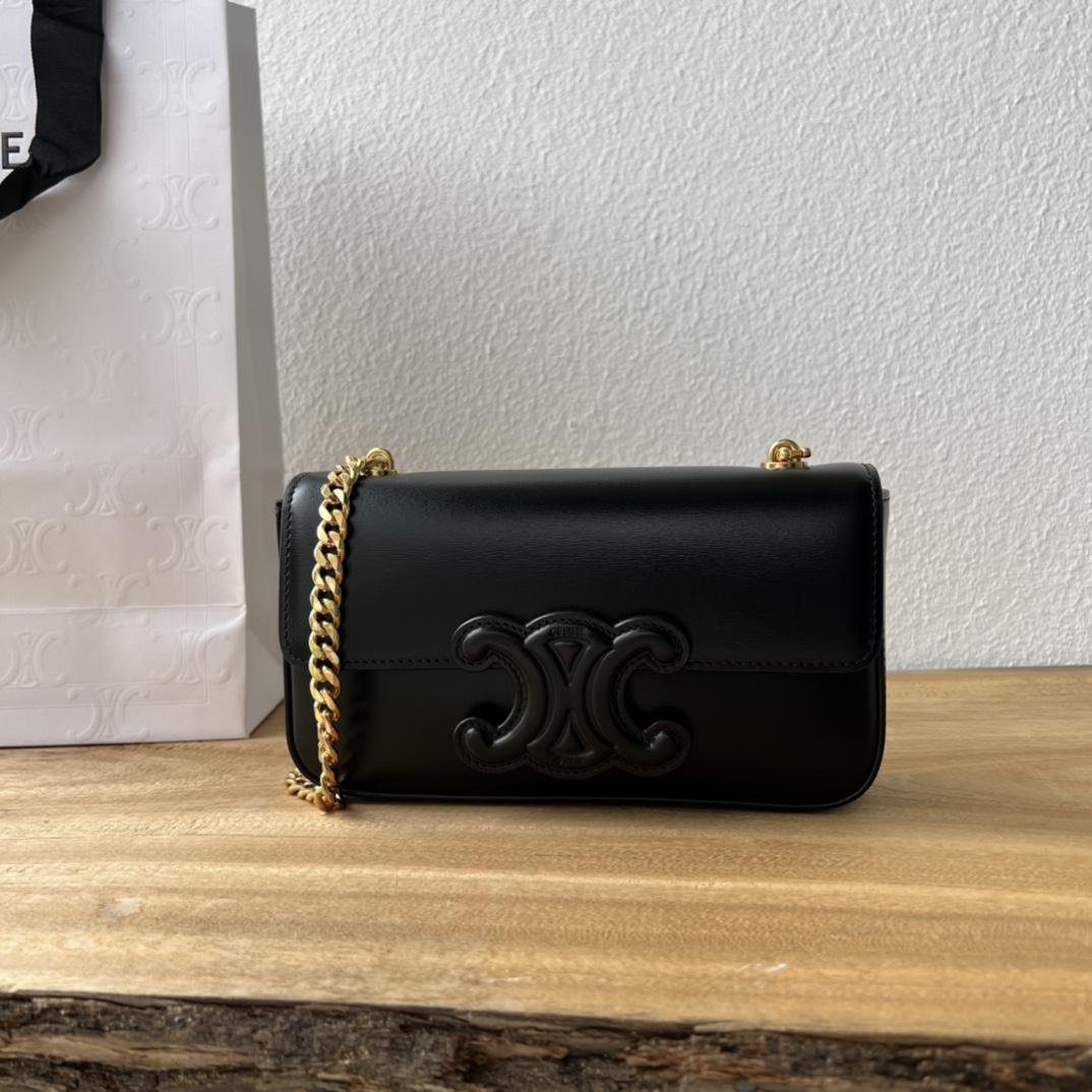 Celine Chain Shoulder Bag Cuir Triomphe In Shiny Calfskin - DopestKickz