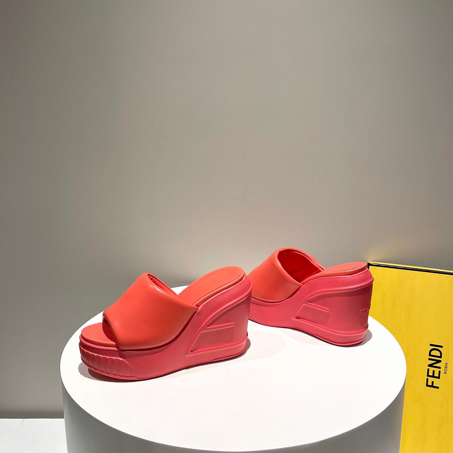 Fendi Fashion Show Red Nappa Leather Slides - DopestKickz