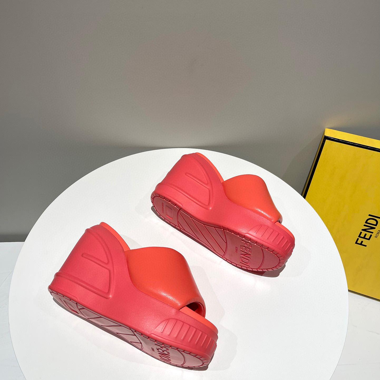 Fendi Fashion Show Red Nappa Leather Slides - DopestKickz