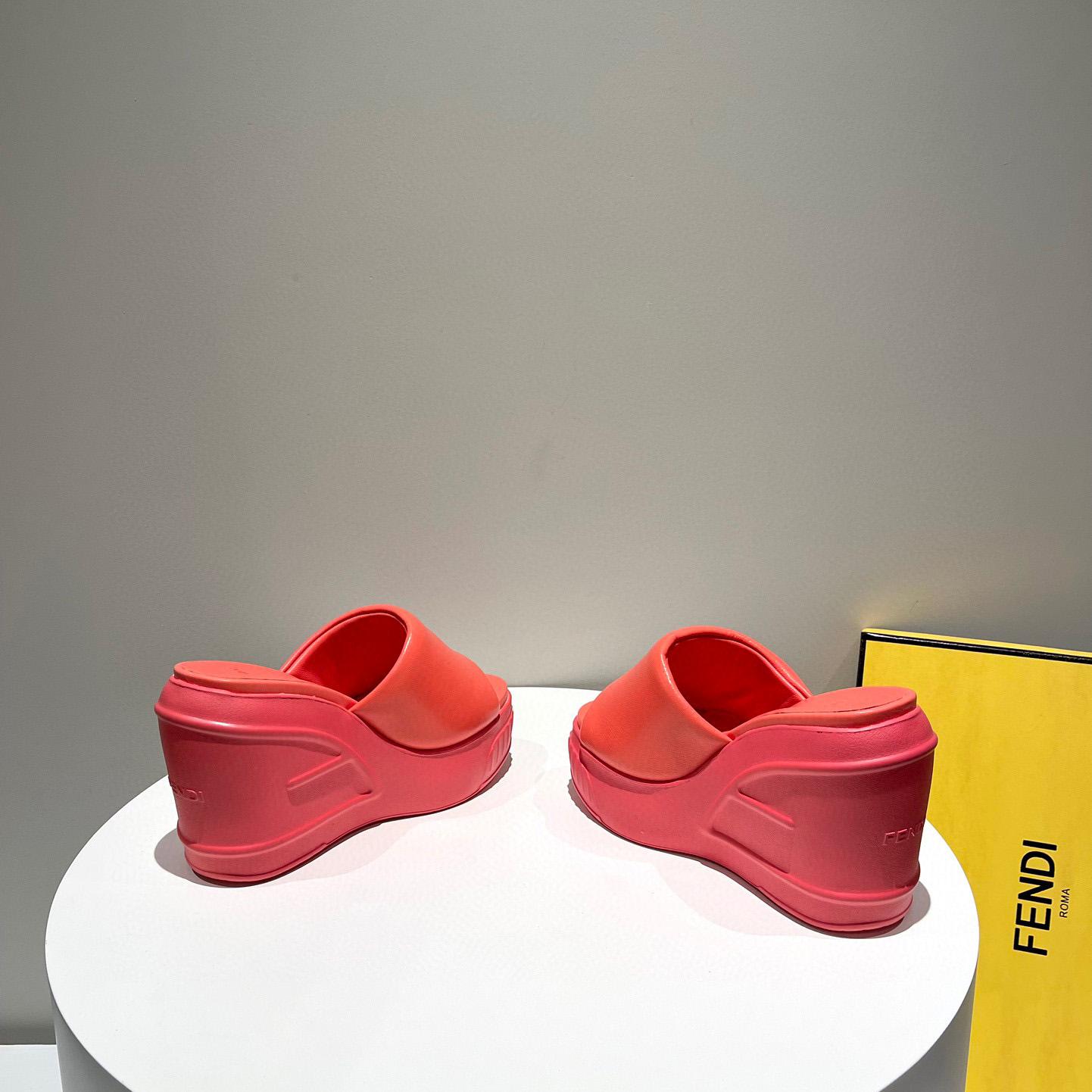 Fendi Fashion Show Red Nappa Leather Slides - DopestKickz