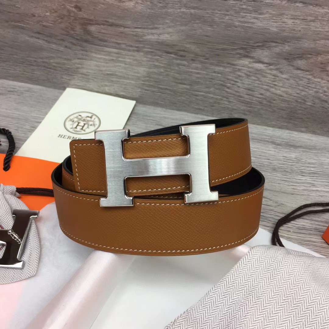 Hermes Brown Leather H Buckle Belt - DopestKickz