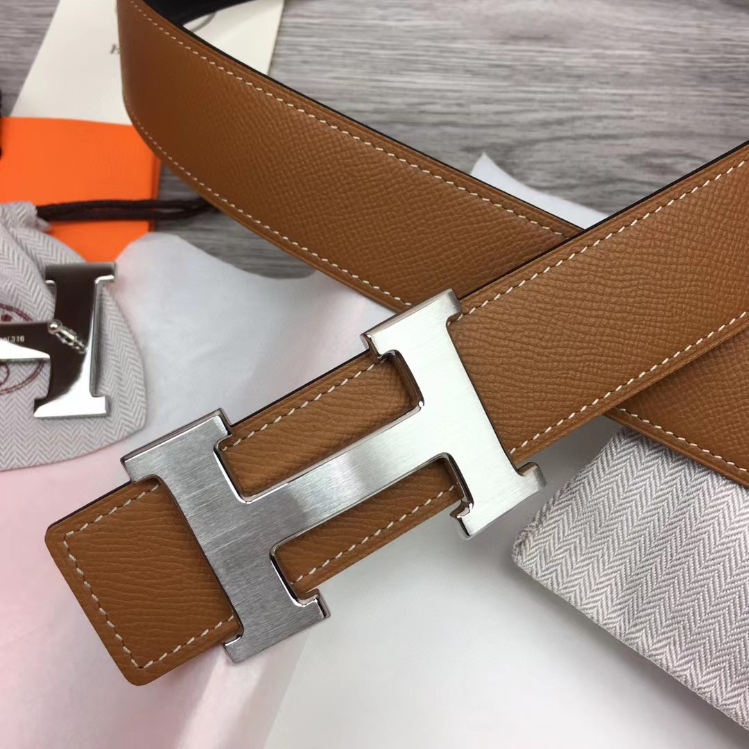 Hermes Brown Leather H Buckle Belt - DopestKickz