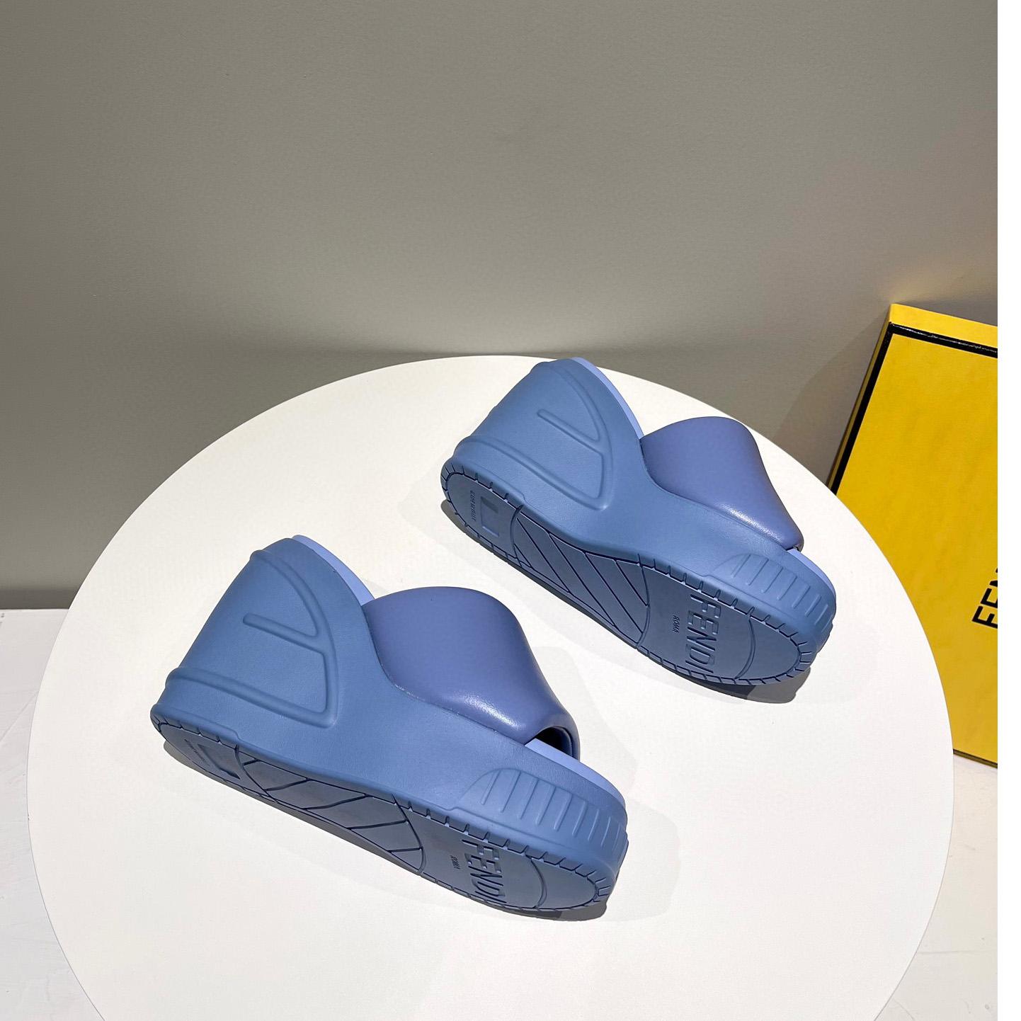 Fendi Fashion Show Blue Nappa Leather Slides - DopestKickz