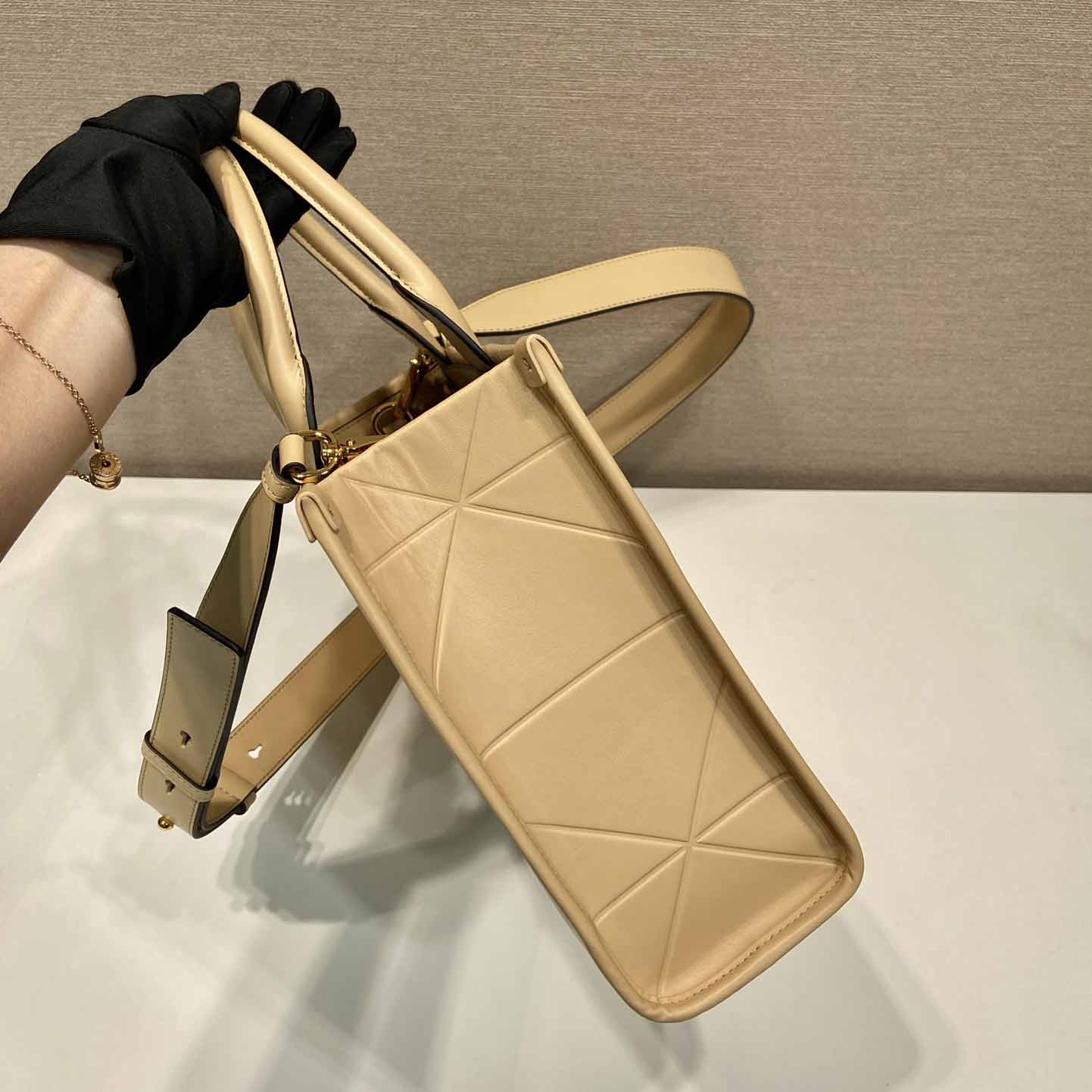 Prada Small Leather Prada Symbole Bag With Topstitching - DopestKickz