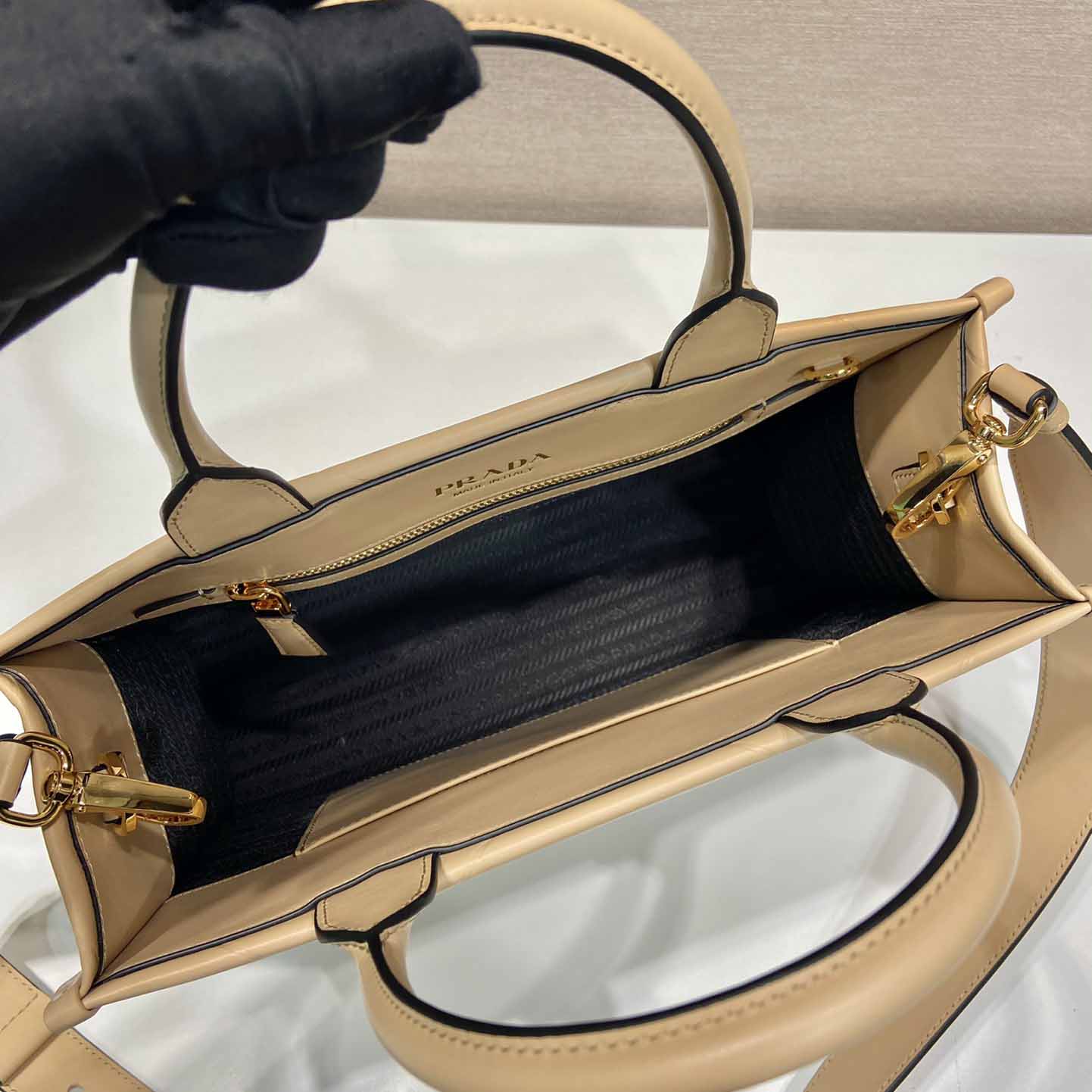 Prada Small Leather Prada Symbole Bag With Topstitching - DopestKickz