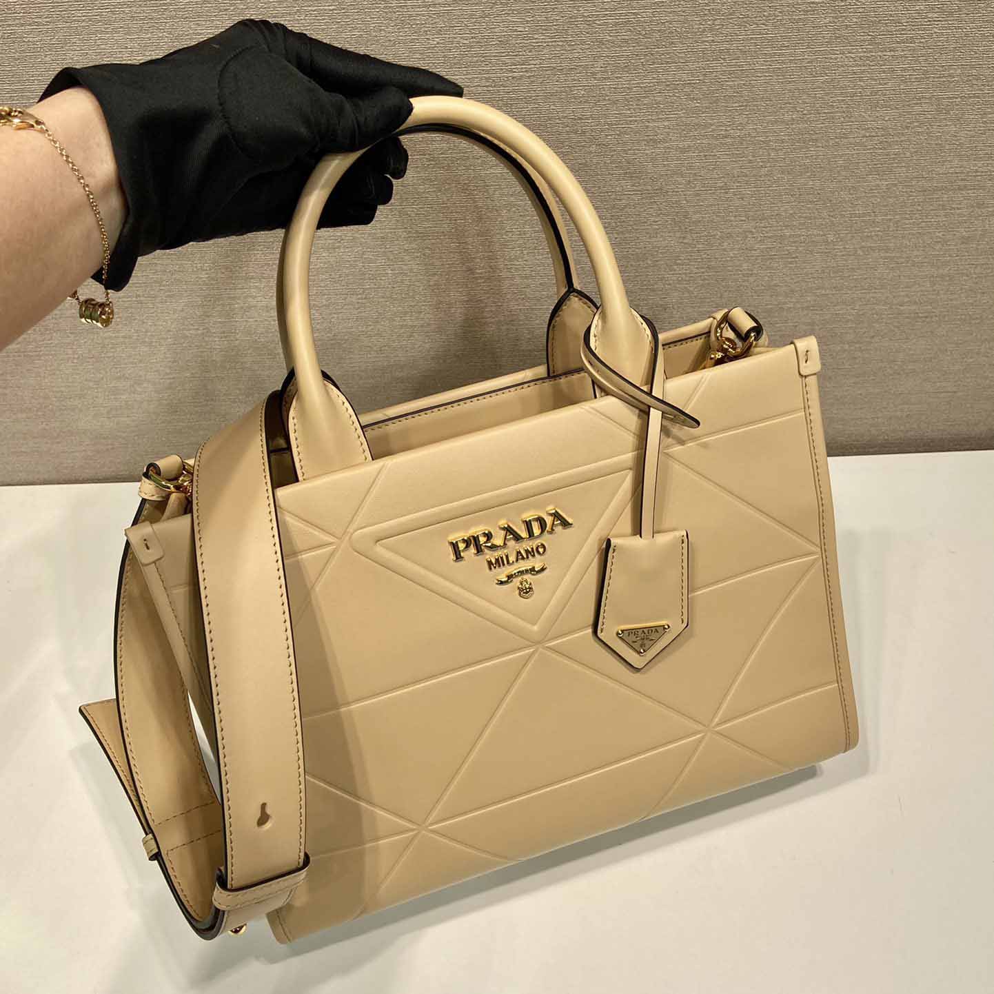 Prada Small Leather Prada Symbole Bag With Topstitching - DopestKickz