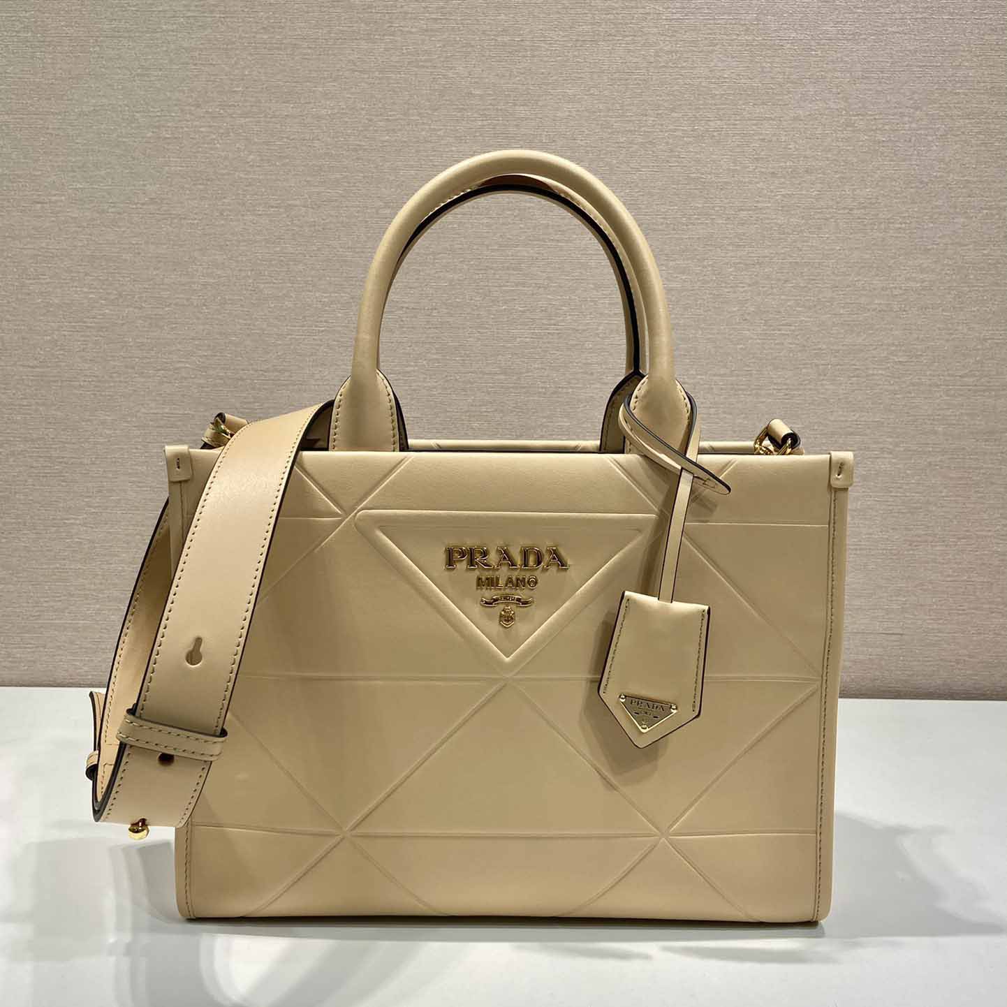 Prada Small Leather Prada Symbole Bag With Topstitching - DopestKickz
