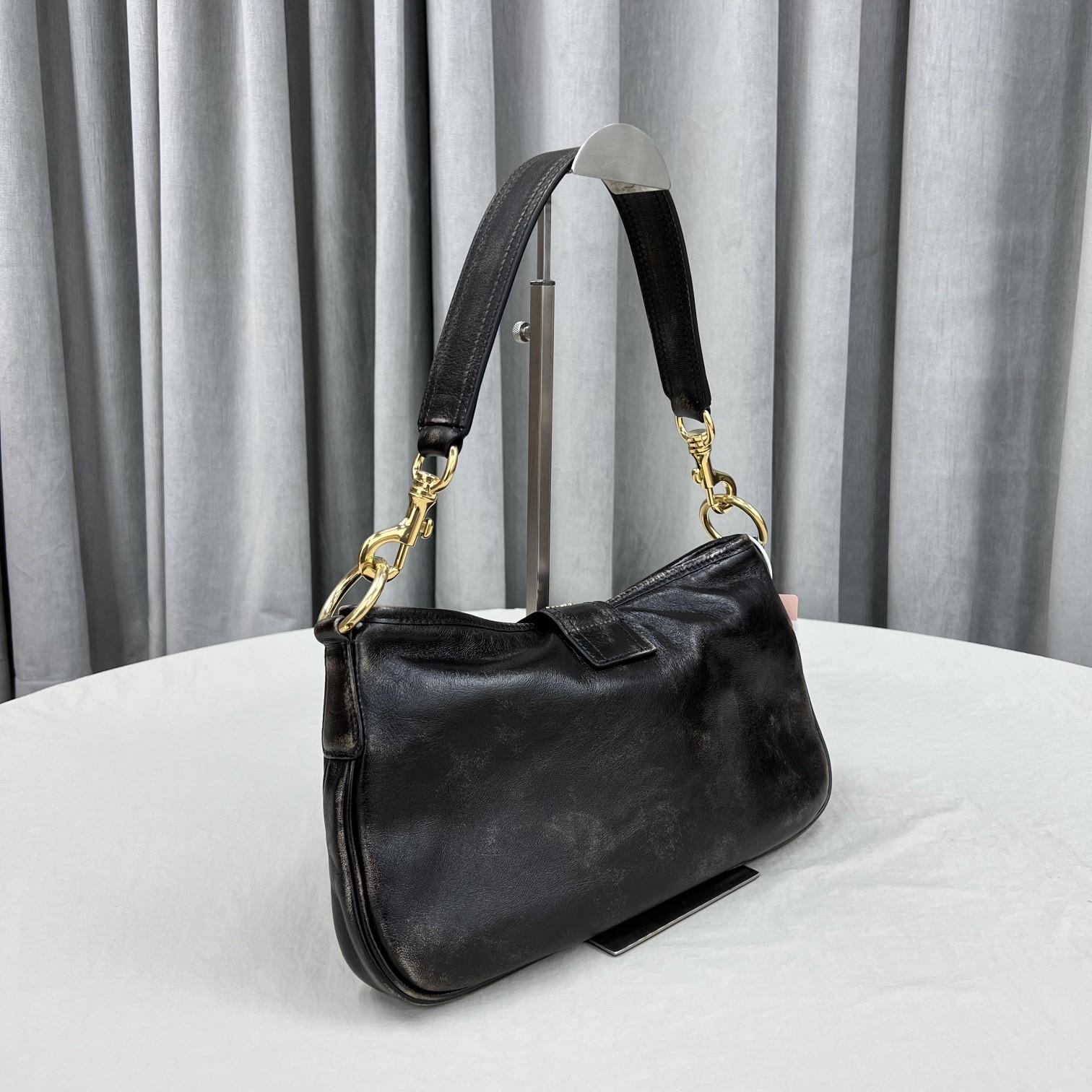 Miu Miu Leather Shoulder Bag With Snap Hook - DopestKickz