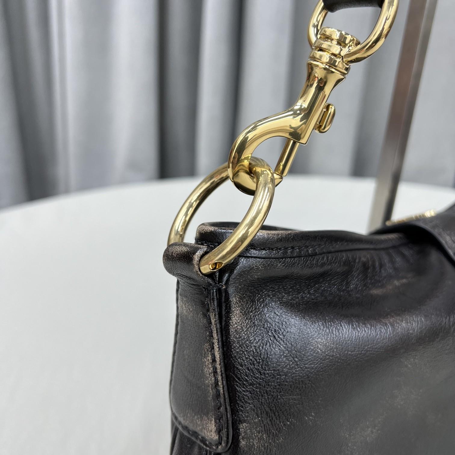 Miu Miu Leather Shoulder Bag With Snap Hook - DopestKickz
