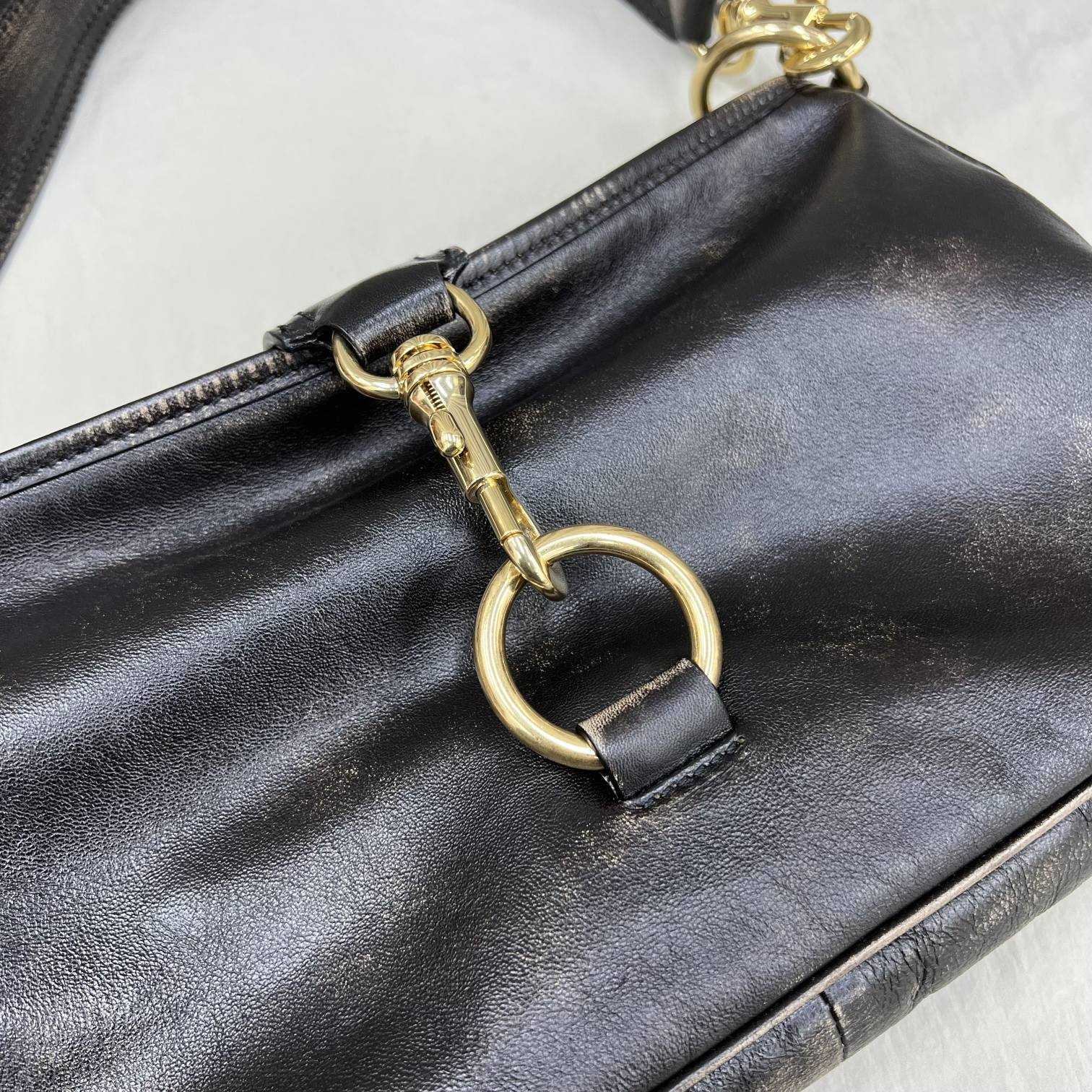 Miu Miu Leather Shoulder Bag With Snap Hook - DopestKickz