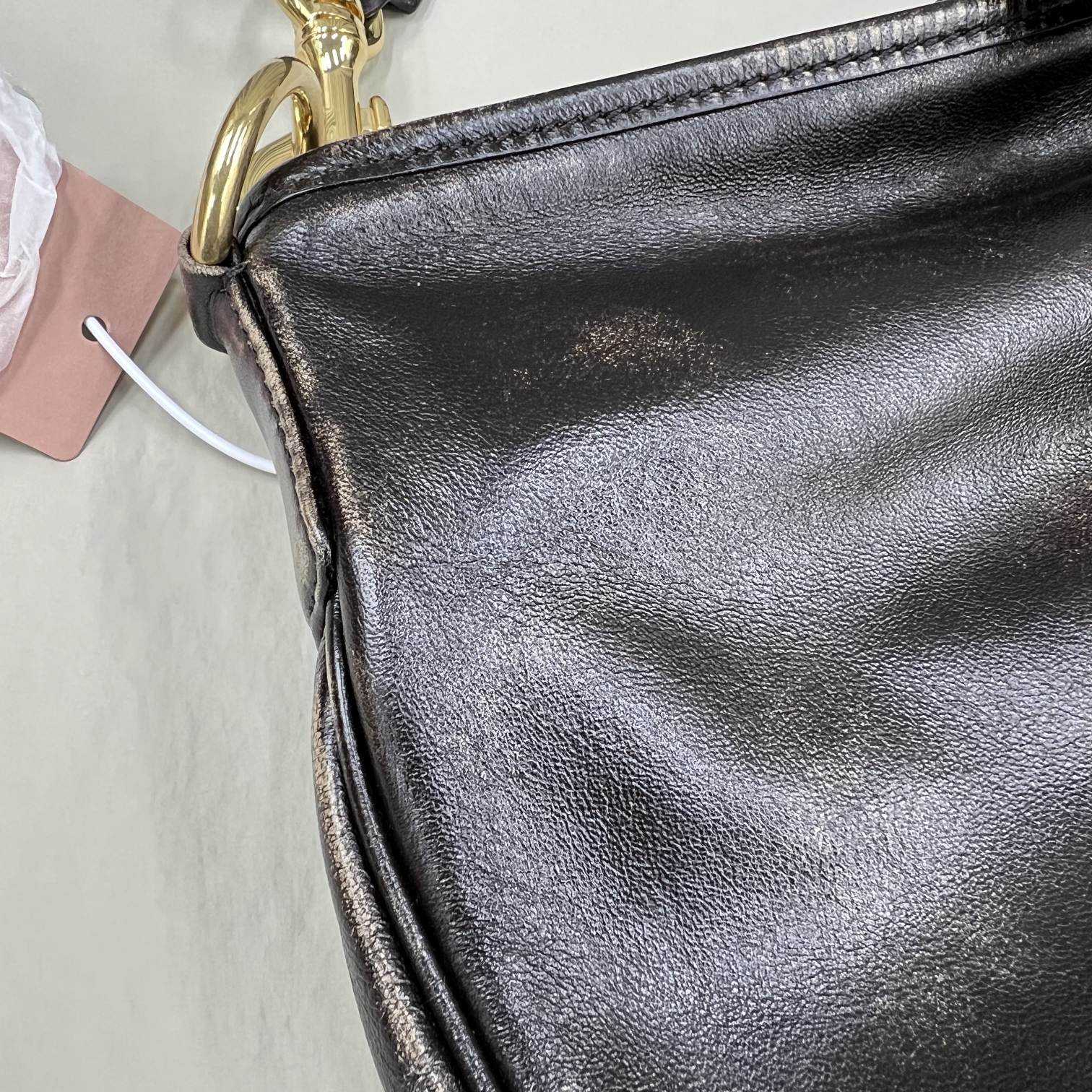 Miu Miu Leather Shoulder Bag With Snap Hook - DopestKickz
