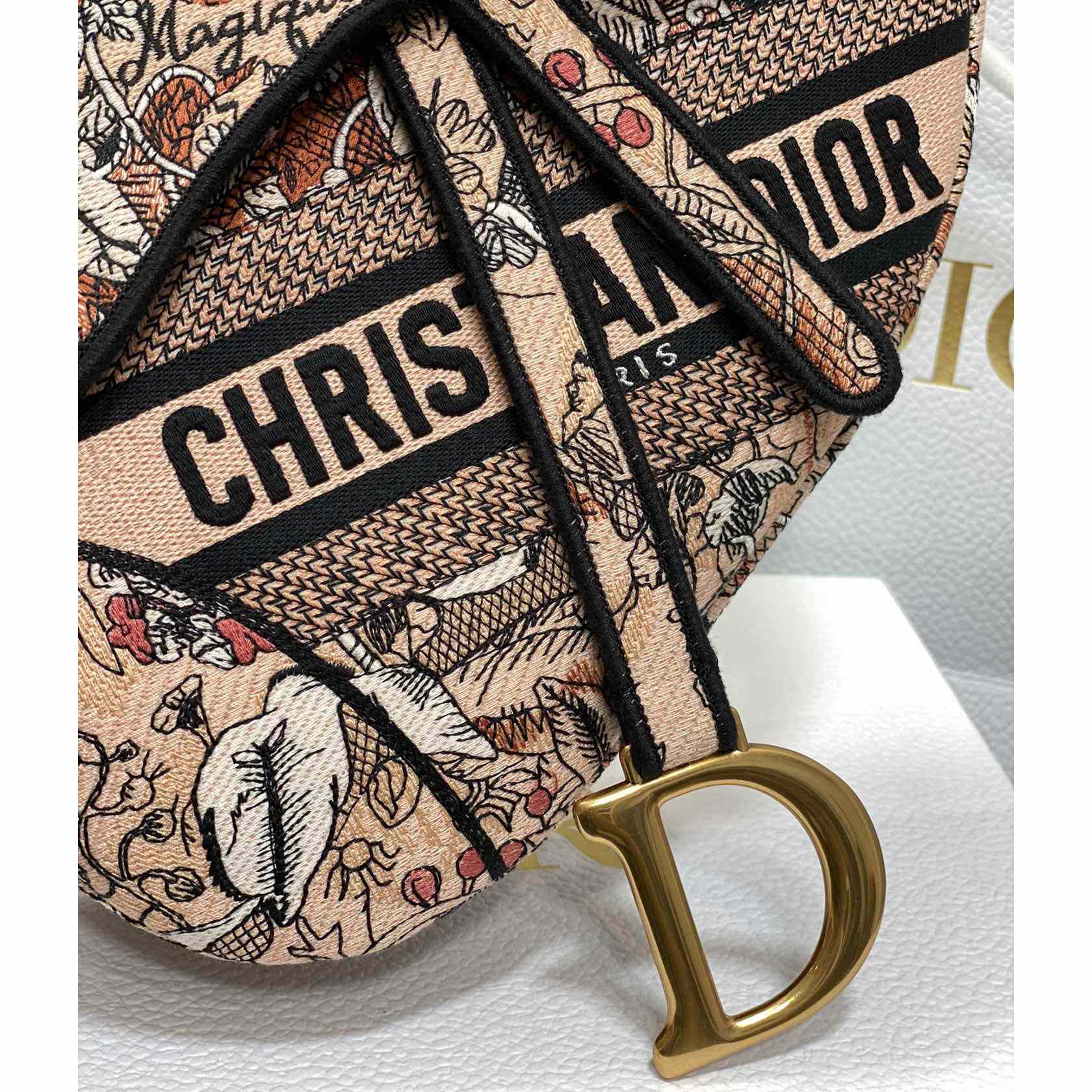 Dior Saddle Bag Metallic Pink Brocart Embroidery - DopestKickz