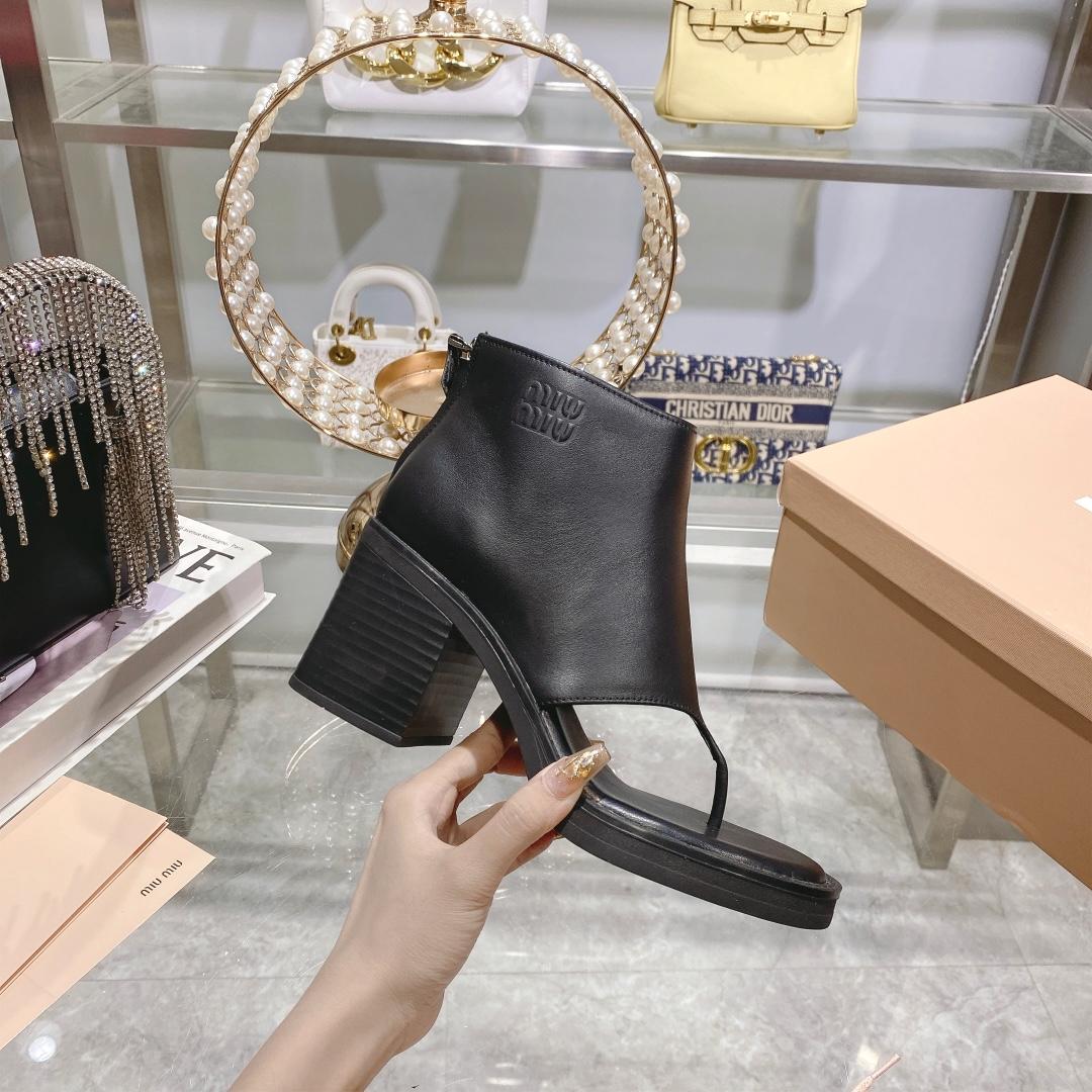 Miu Miu Leather Thong Booties - DopestKickz
