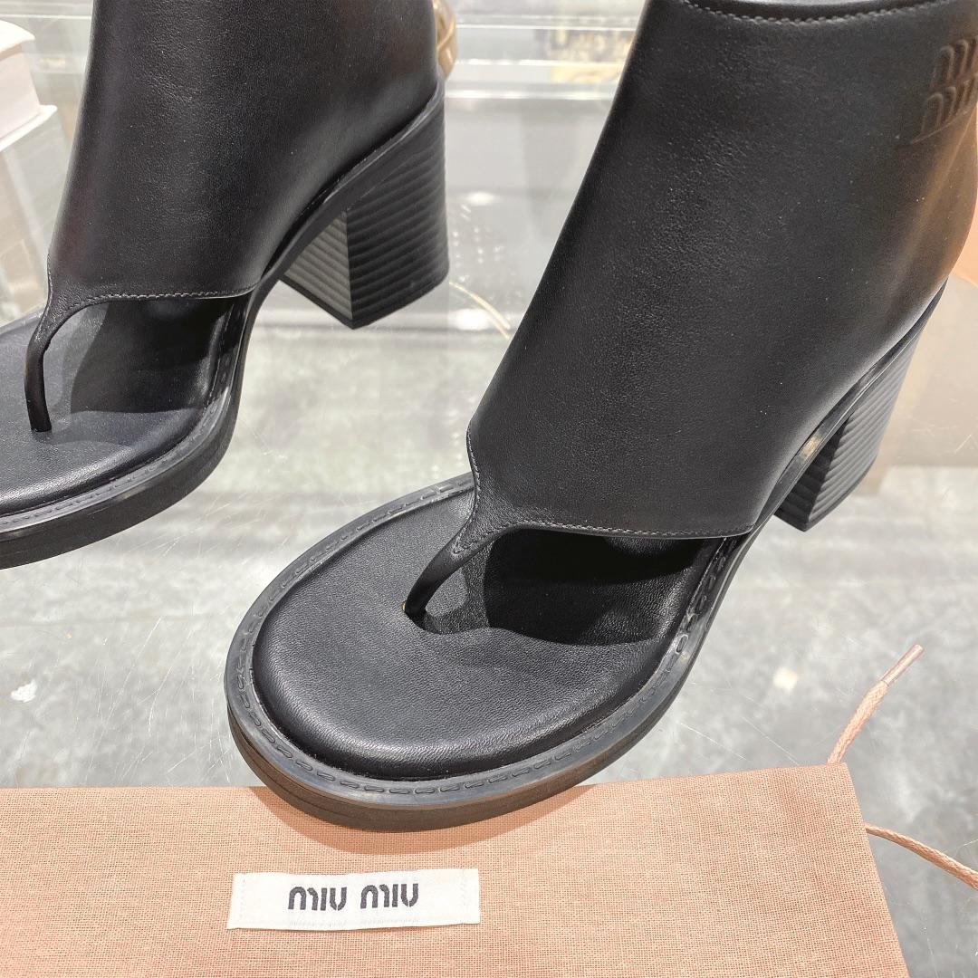 Miu Miu Leather Thong Booties - DopestKickz