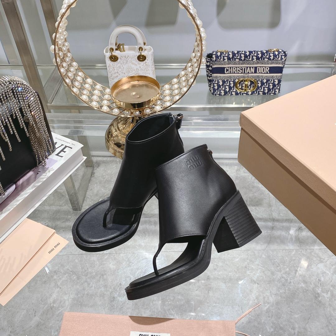 Miu Miu Leather Thong Booties - DopestKickz