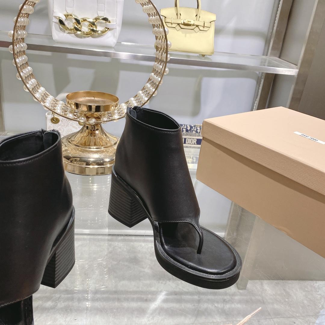Miu Miu Leather Thong Booties - DopestKickz