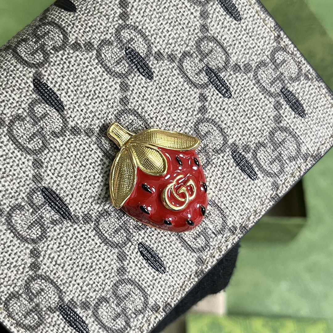 Gucci Card Case Wallet With Double G Strawberry - DopestKickz