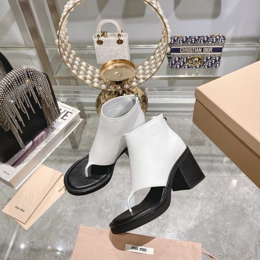 Miu Miu Leather Thong Booties - DopestKickz