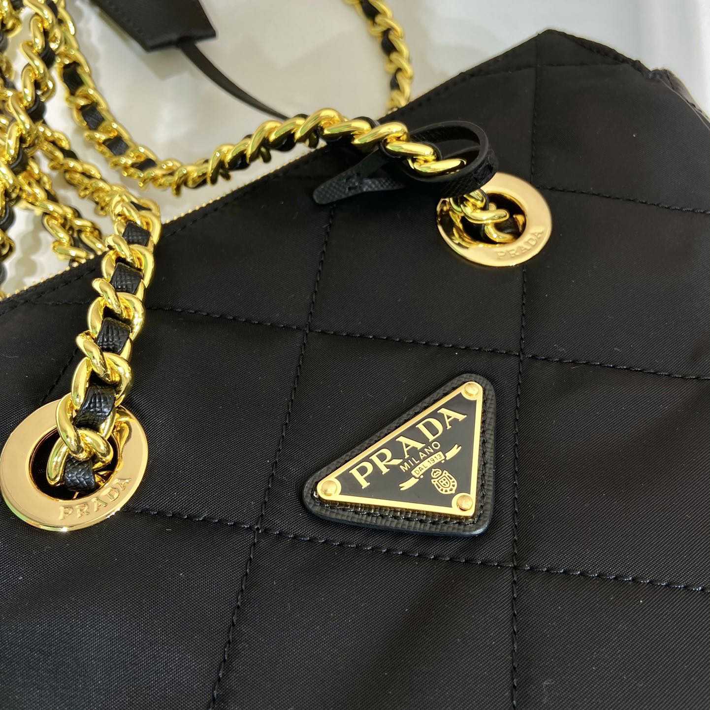 Prada Nylon Tessuto Impuntu Quilted Shoulder Bag Black (25-24-5cm) - DopestKickz