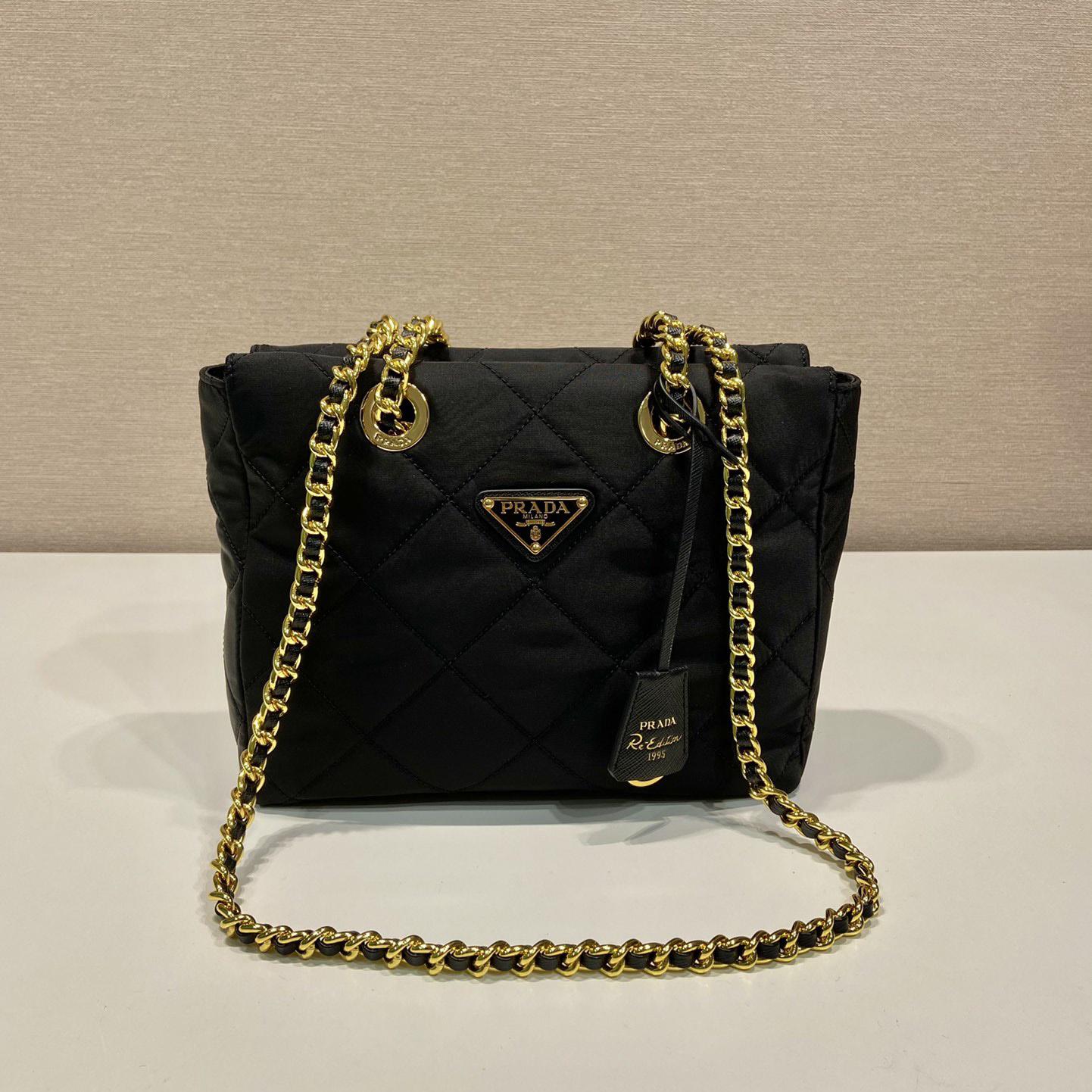 Prada Nylon Tessuto Impuntu Quilted Shoulder Bag Black (25-24-5cm) - DopestKickz