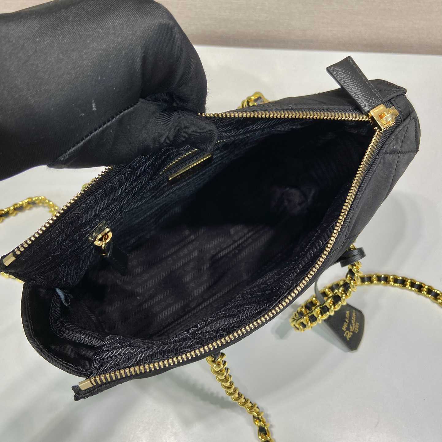 Prada Nylon Tessuto Impuntu Quilted Shoulder Bag Black (25-24-5cm) - DopestKickz