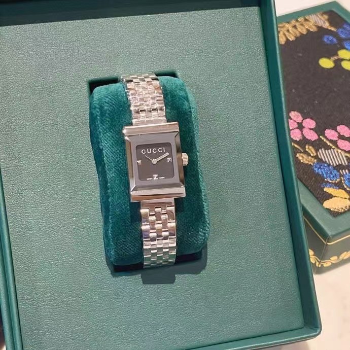 Gucci G-Frame Black Diamond Dial Steel Women's Watch YA128507 - DopestKickz