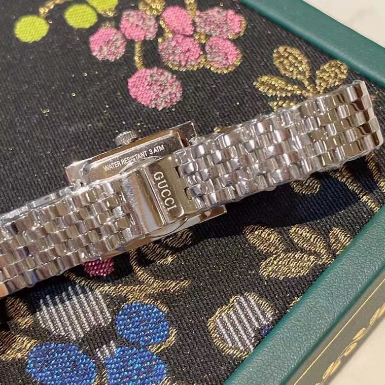 Gucci G-Frame Black Diamond Dial Steel Women's Watch YA128507 - DopestKickz