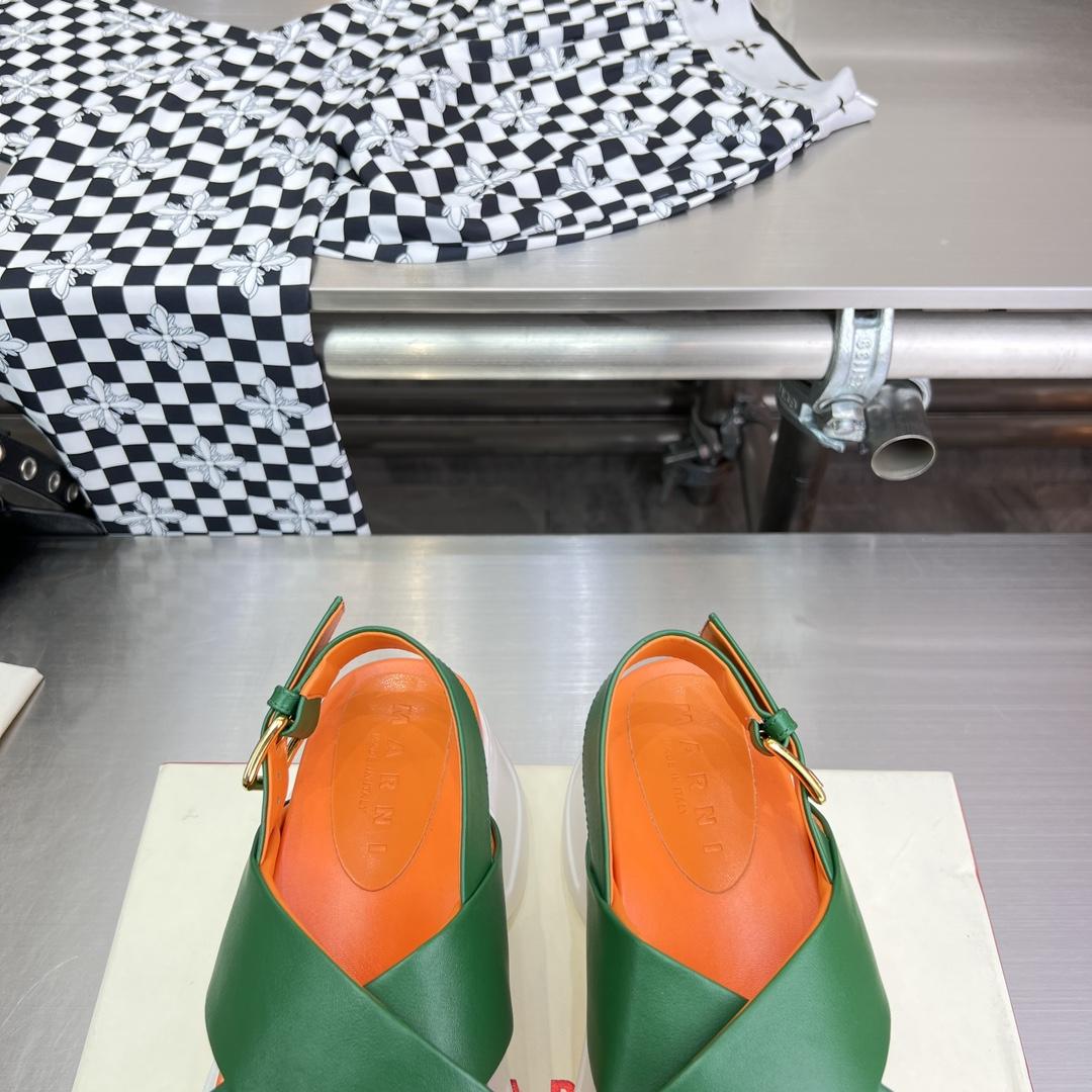Marni Green Leather Criss-cross Aras 23 Sandal - DopestKickz