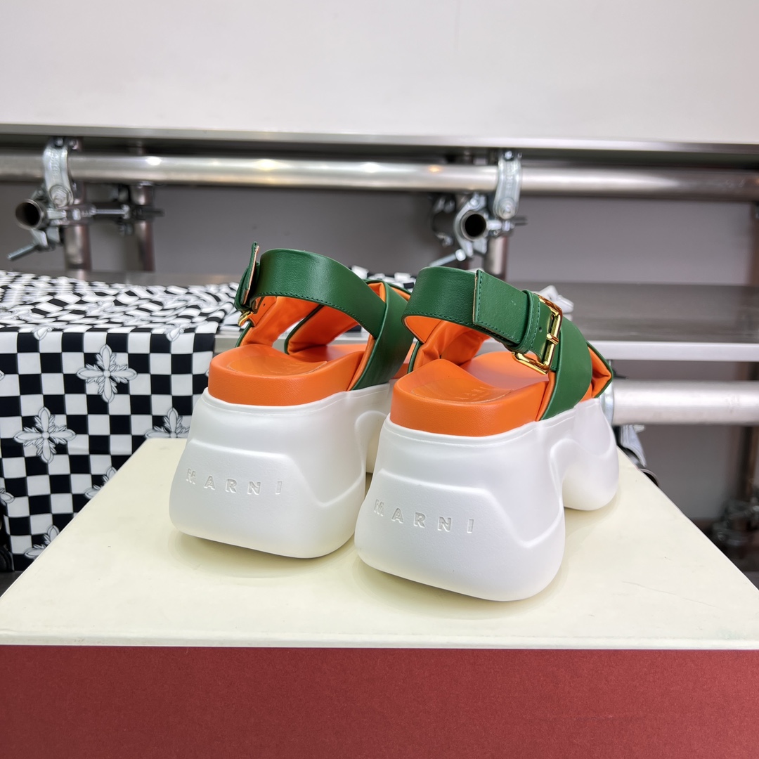 Marni Green Leather Criss-cross Aras 23 Sandal - DopestKickz