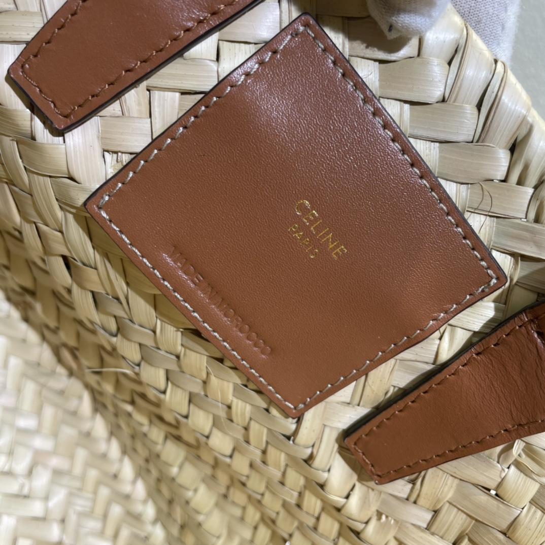 Celine Teen Triomphe Celine Classic Panier In Palm Leaves And Calfskin Tan - DopestKickz