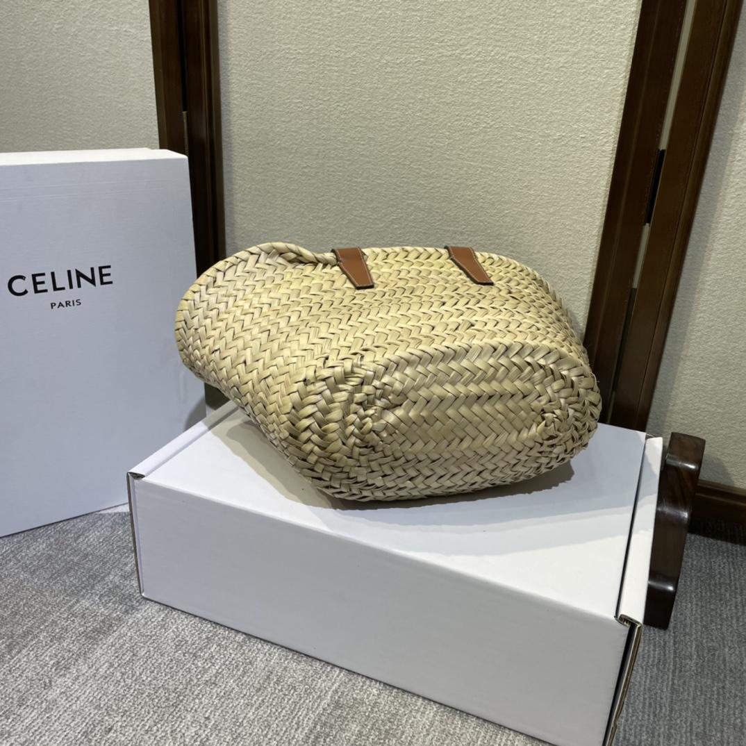 Celine Teen Triomphe Celine Classic Panier In Palm Leaves And Calfskin Tan - DopestKickz