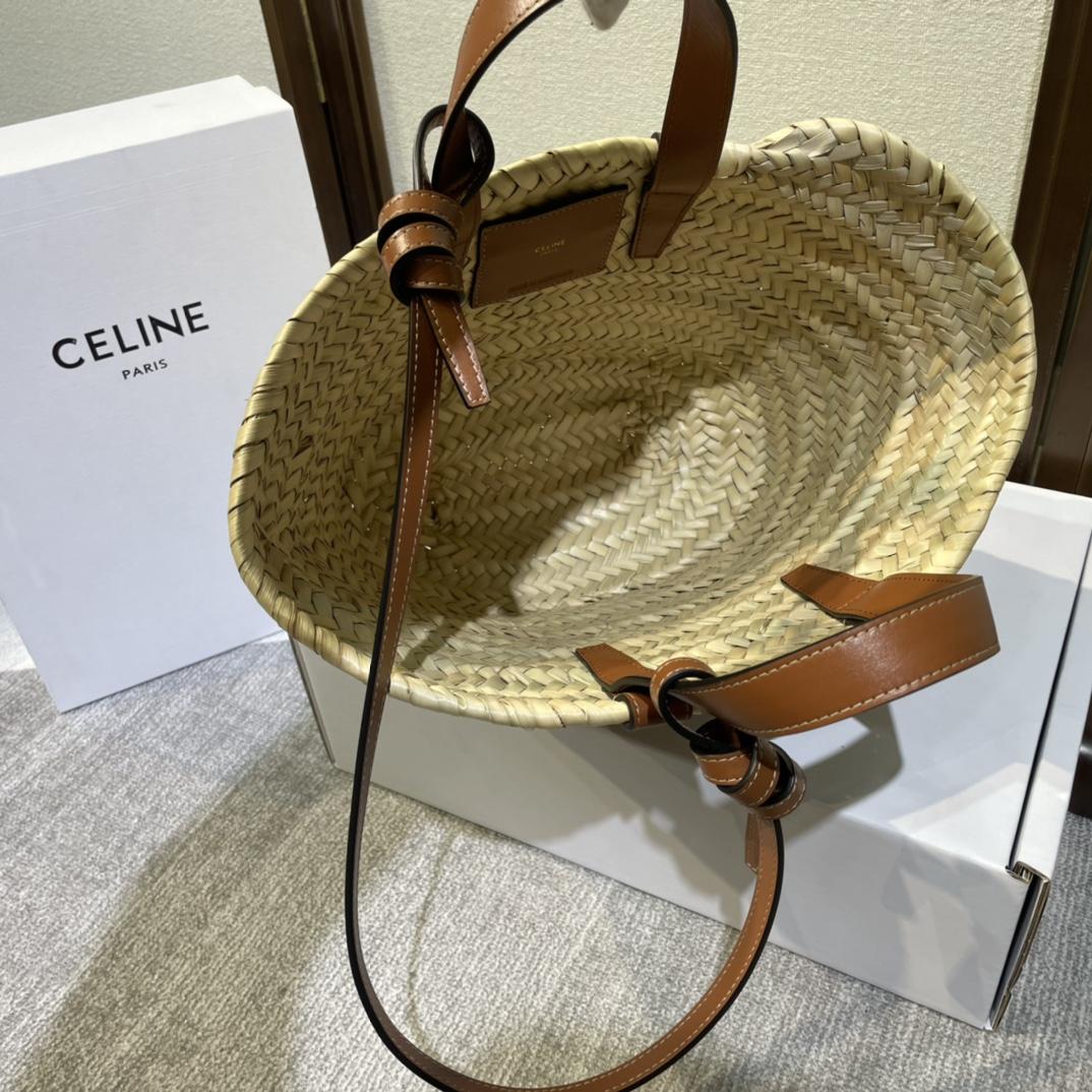 Celine Teen Triomphe Celine Classic Panier In Palm Leaves And Calfskin Tan - DopestKickz