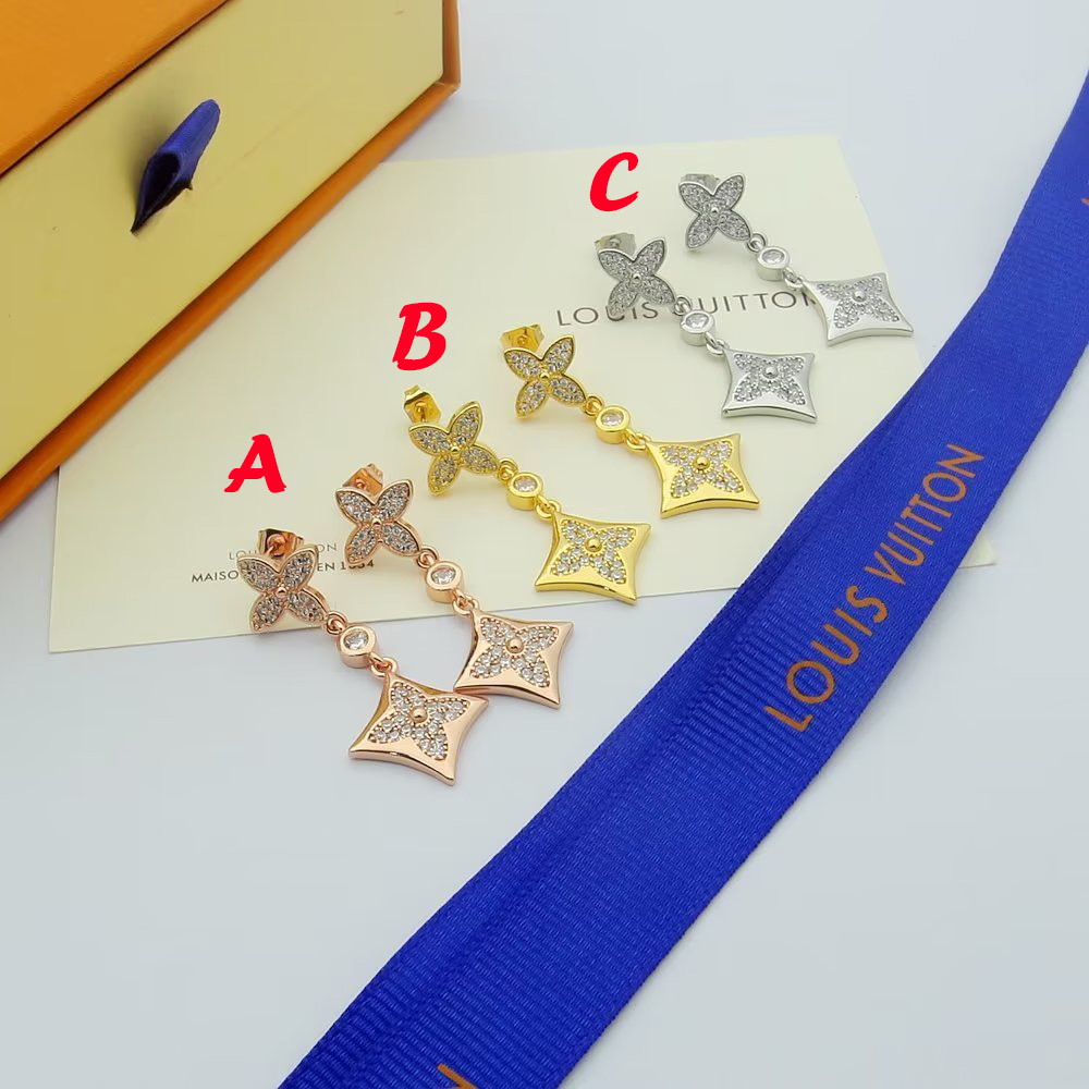 Louis Vuitton Color Blossom Long Earrings, White Gold And Diamonds   Q96501 - DopestKickz