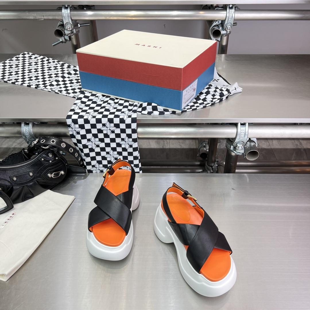 Marni Black Leather Criss-cross Aras 23 Sandal - DopestKickz