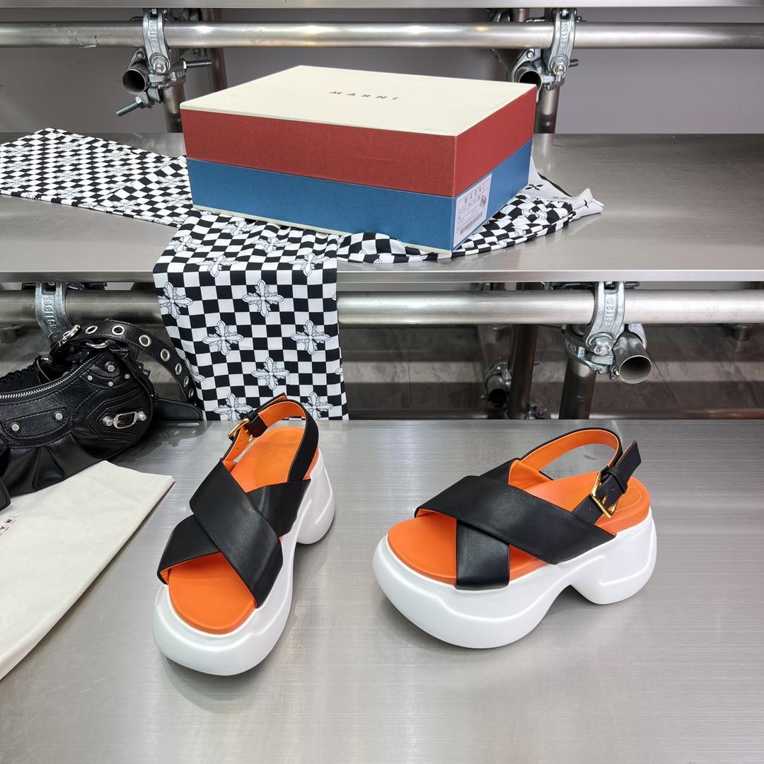 Marni Black Leather Criss-cross Aras 23 Sandal - DopestKickz