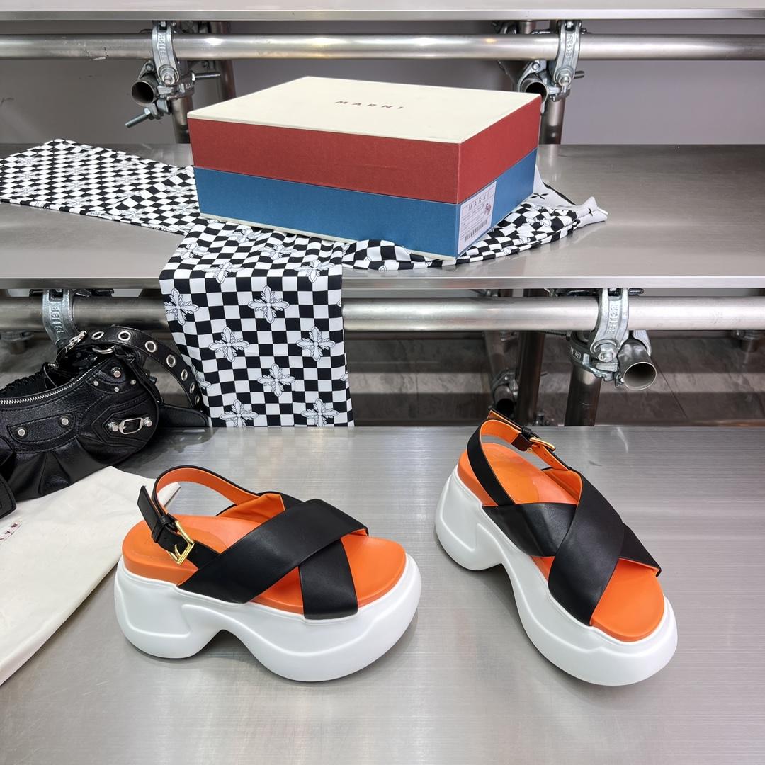 Marni Black Leather Criss-cross Aras 23 Sandal - DopestKickz