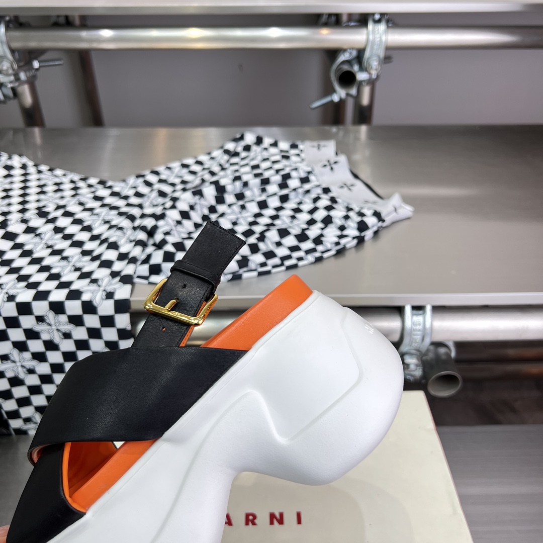 Marni Black Leather Criss-cross Aras 23 Sandal - DopestKickz